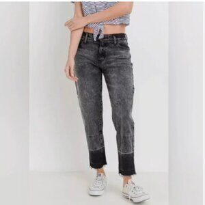 LETTER TO JULIET LTJ Black High Rise Cropped Jeans Dyed Raw Hem Size 28